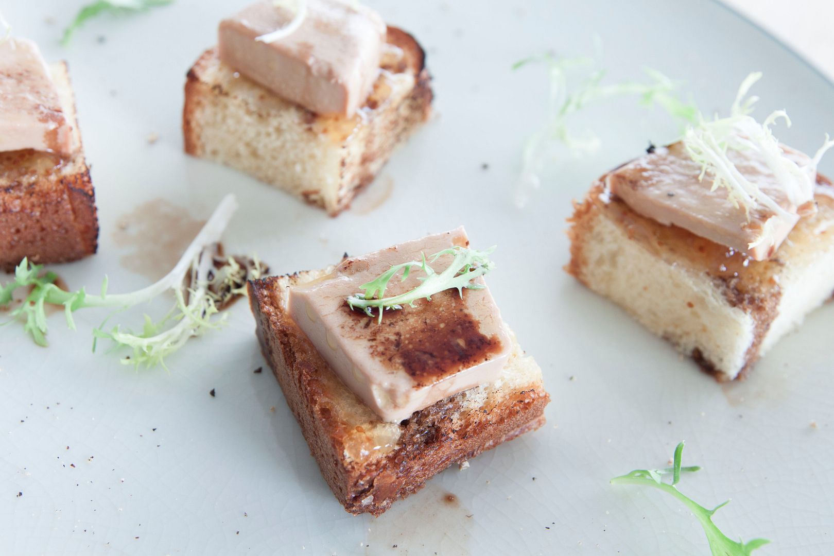Food Makes Me Happy Foie Gras Appetizer with Fig Preserves, Balsamic